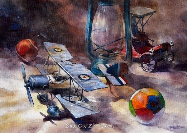 台湾画家林经哲静物花卉水彩画-13