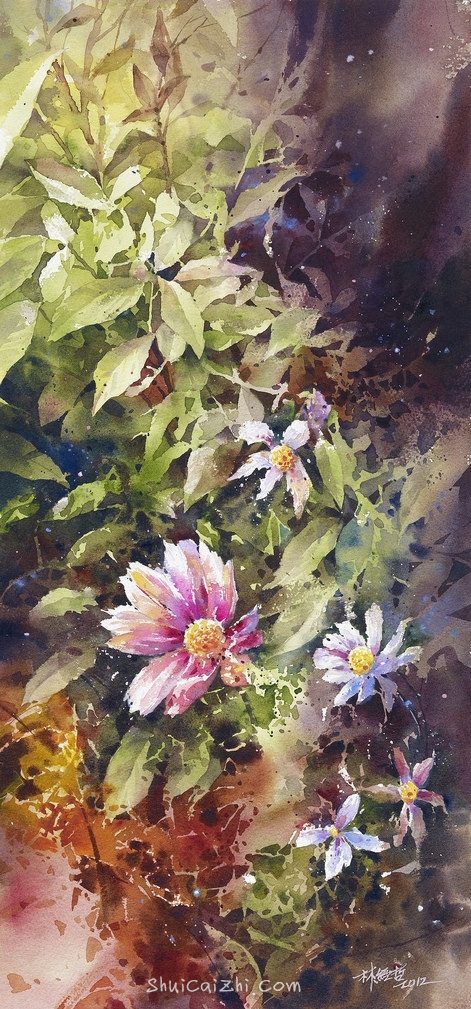 台湾画家林经哲静物花卉水彩画-17