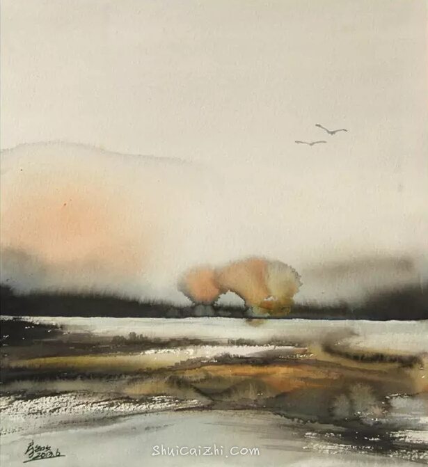 房敏水彩画风景作品-13