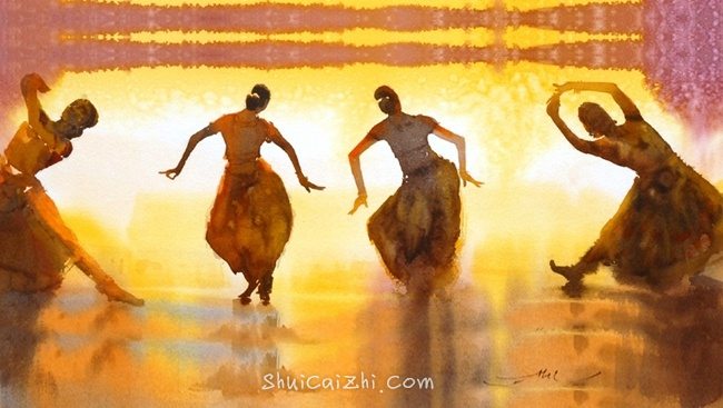 印度Abel Antonysamy异域风情光影水彩画-9