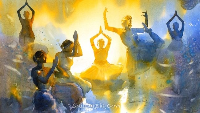 印度Abel Antonysamy异域风情光影水彩画-14