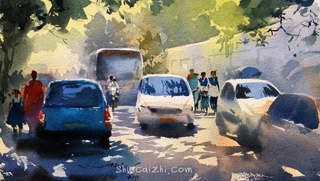 印度Abel Antonysamy异域风情光影水彩画-15