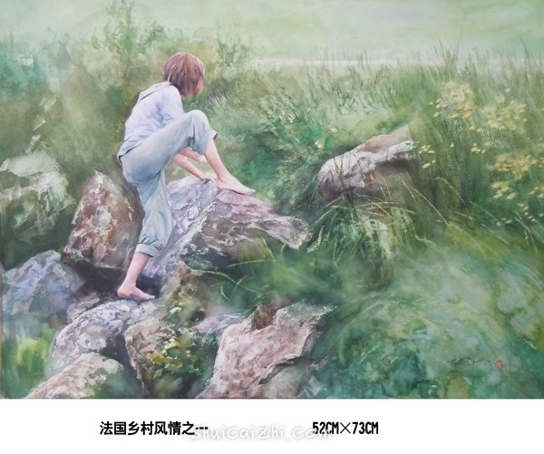 杜晓光风景人物手绘水彩画作品-1
