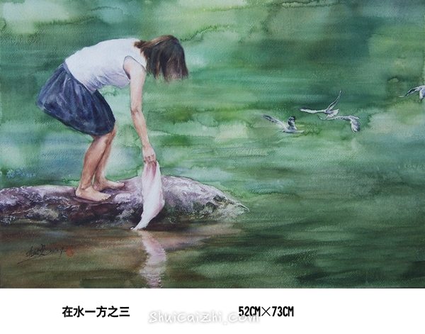 杜晓光风景人物手绘水彩画作品-2