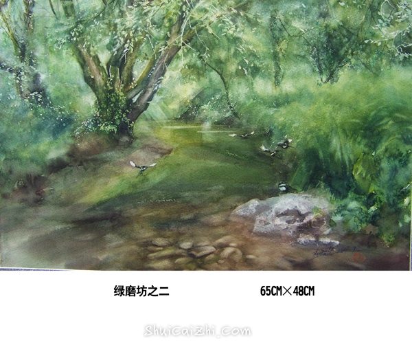 杜晓光风景人物手绘水彩画作品-8