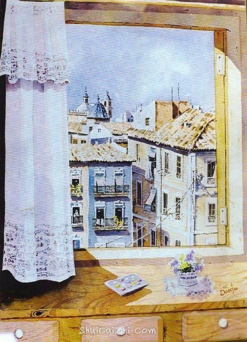 西班牙画家Duart Acuarelas美丽的街景水彩-14