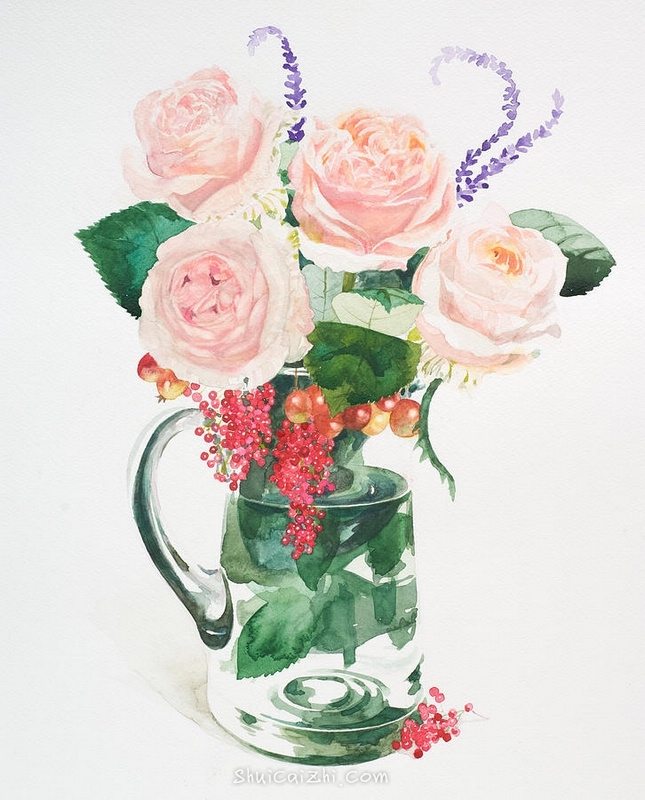 日本柘植彩子Ayako Tsuge的花卉静物水彩画-27