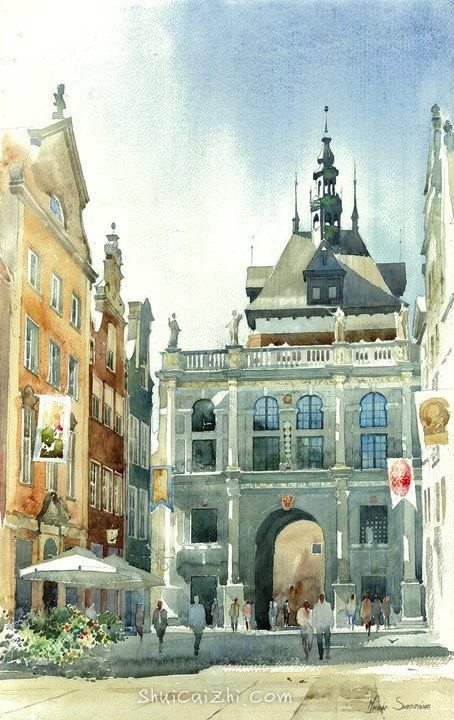 波兰画家Michal Suffczynski的欧洲建筑风景水彩