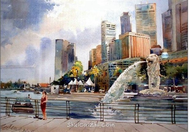 新加坡水彩画家王金成风景作品选