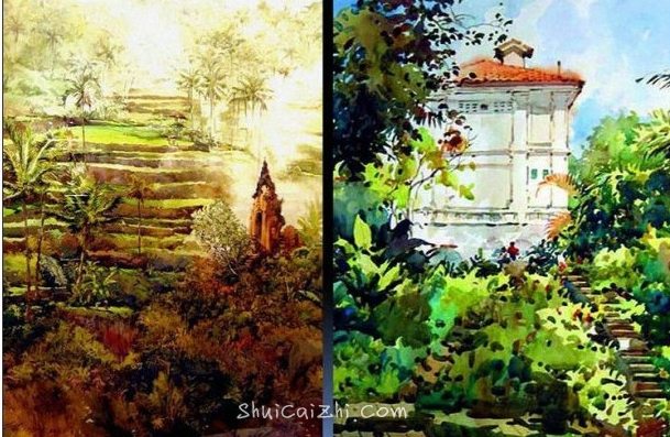 新加坡水彩画家王金成风景作品选