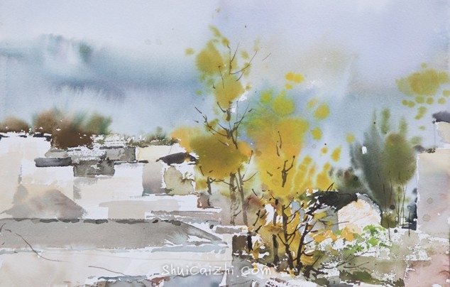 郑士龙水彩风景画写生作品-23