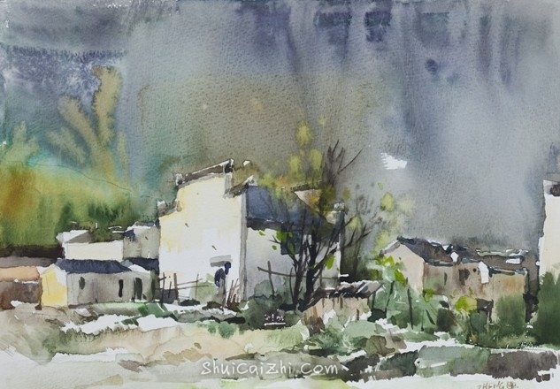 郑士龙水彩风景画写生作品-26