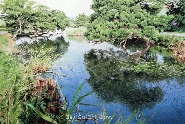 小镇一角 田中己永风景水彩画作品