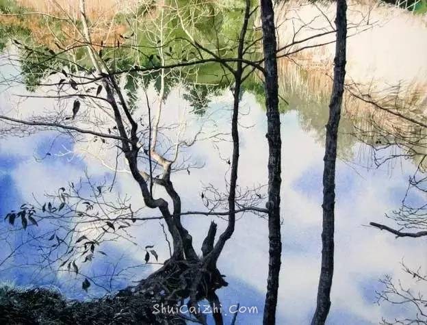 小镇一角 田中己永风景水彩画作品