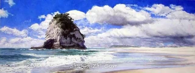 小镇一角 田中己永风景水彩画作品