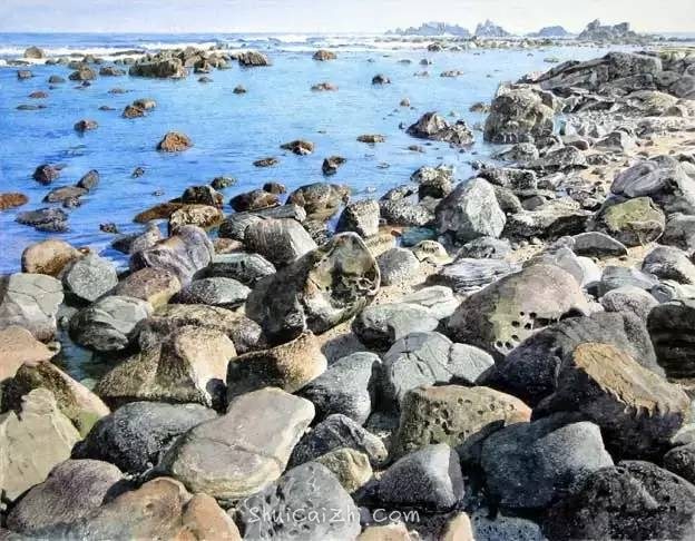 小镇一角 田中己永风景水彩画作品