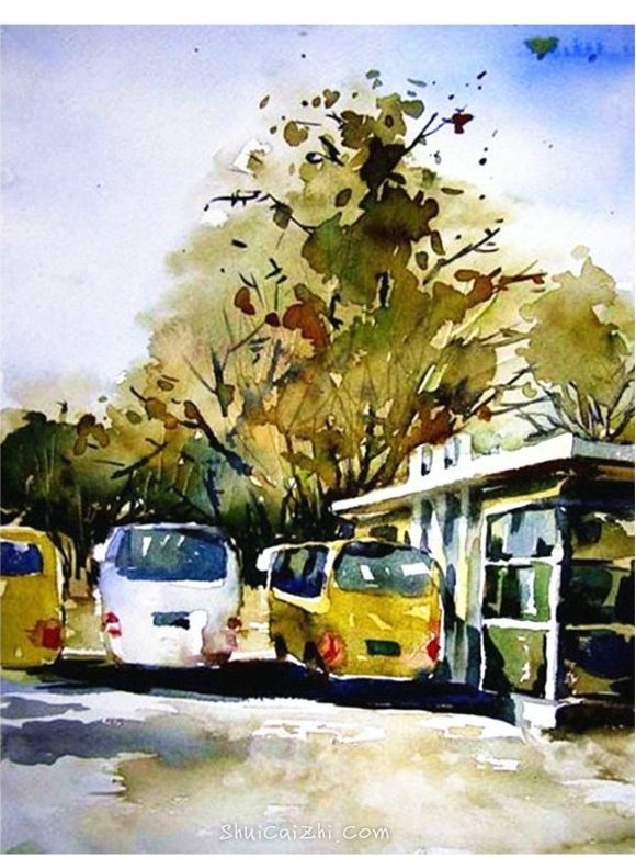 杨永乡村风景水彩画艺术作品-16