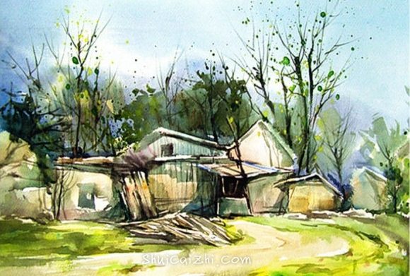 杨永乡村风景水彩画艺术作品-25