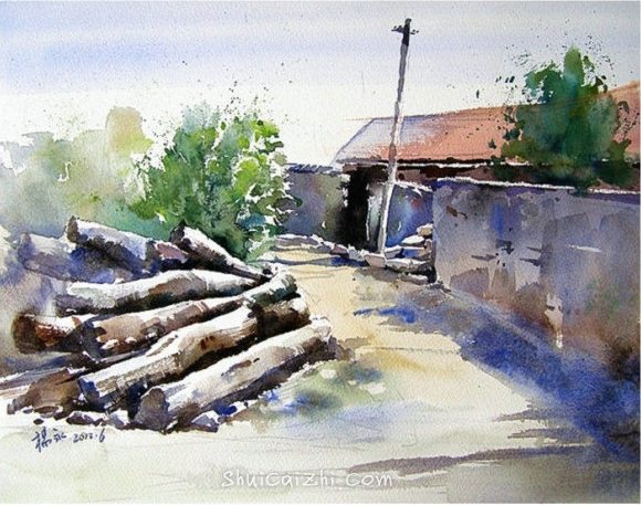 杨永乡村风景水彩画艺术作品-26