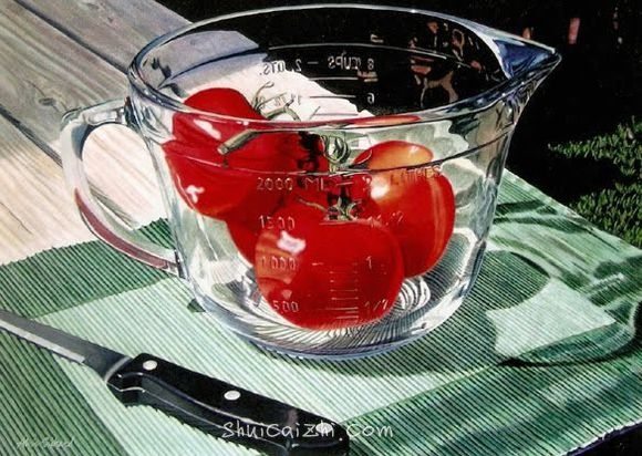 绘制水彩玻璃器皿技法展示