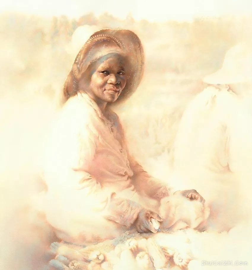  美国迪伦-斯科特.皮尔斯的非洲人物肖像水彩画