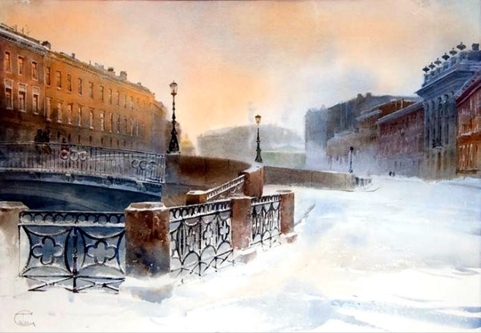 俄罗斯画家Sergei Temerev都市景观水彩画