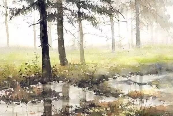 波兰画家Malgorzata Szczecinska森林自然水彩绘