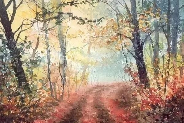 波兰画家Malgorzata Szczecinska森林自然水彩绘