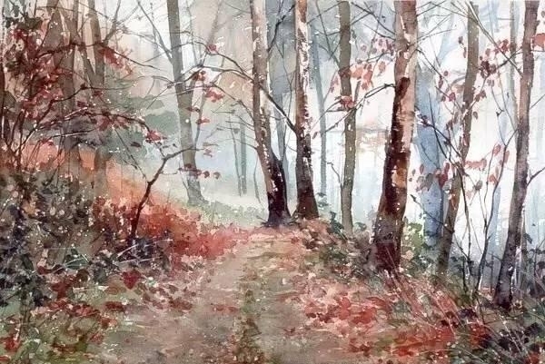 波兰画家Malgorzata Szczecinska森林自然水彩绘