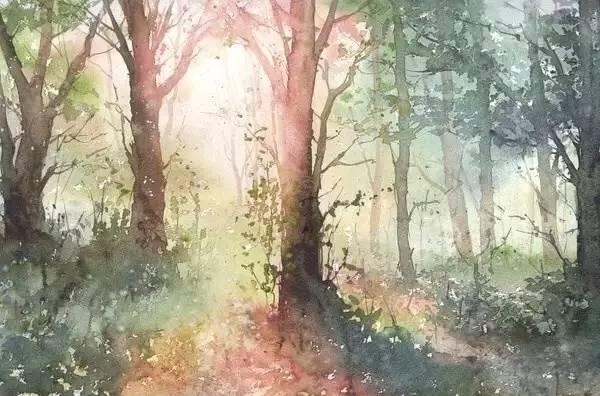 波兰画家Malgorzata Szczecinska森林自然水彩绘