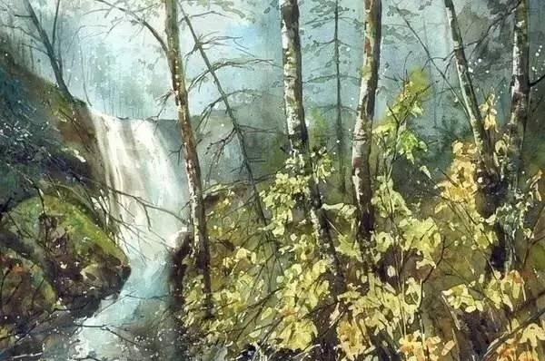 波兰画家Malgorzata Szczecinska森林自然水彩绘